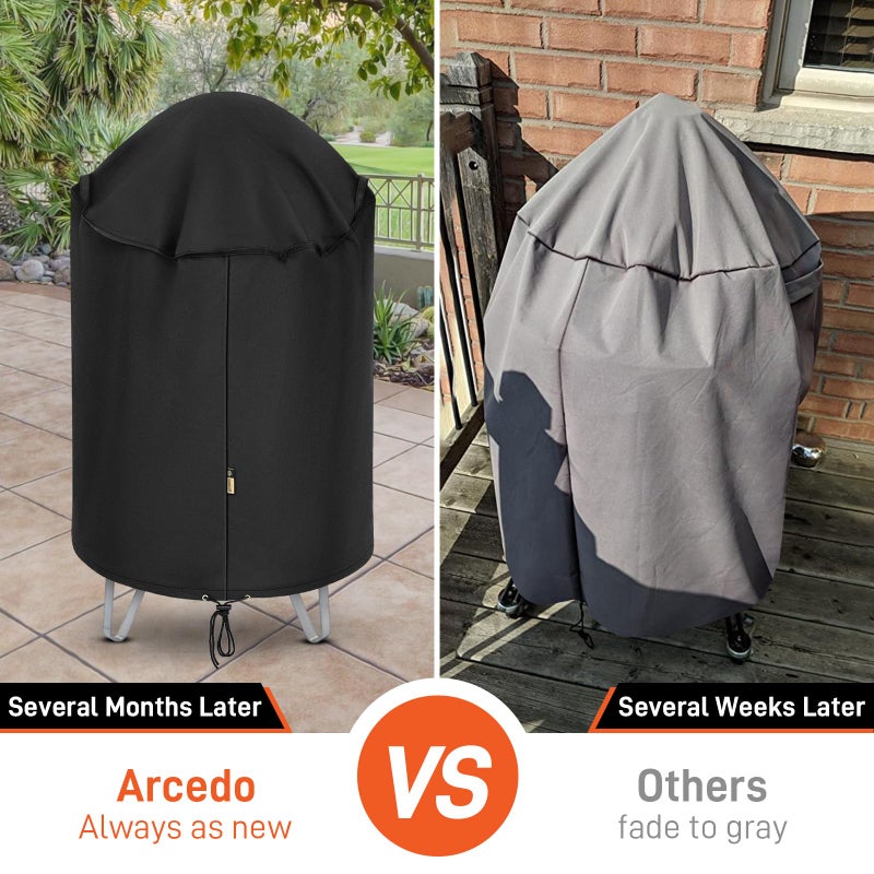 Arcedo Round Bullet Smoker Cover for Outside 30 Inch, Vertical Charcoal Kettle Joe Smoker Cover, Outdoor Electric Grill Dome Cover Heavy Duty Waterproof Compatible with Wber Charbroil Cuisinart - Image 2